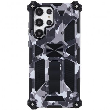 Samsung S22 ULTRA juoda camouflage ARMOR METAL nugarėlė 1