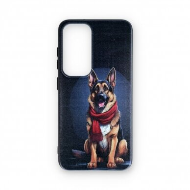 Samsung S23 black nugarėlė German Shepherd With A Scarf Design00325