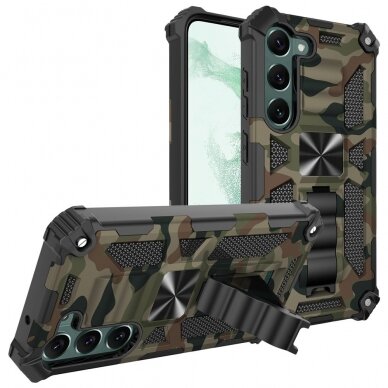 Samsung S23 green camouflage ARMOR METAL nugarėlė