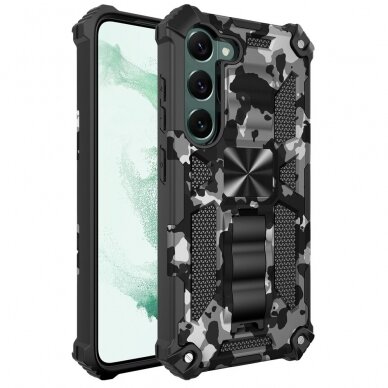 Samsung S23 PLUS juoda camouflage ARMOR METAL nugarėlė 1