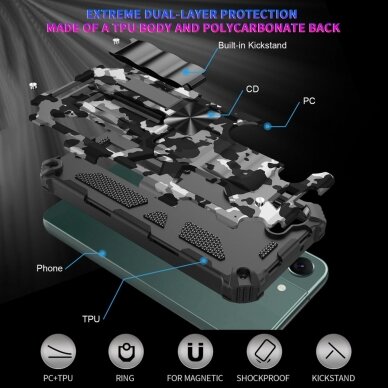 Samsung S23 PLUS juoda camouflage ARMOR METAL nugarėlė 6