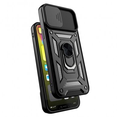 Samsung S23 PLUS juoda RING ARMOR WITH CAMSHIELD nugarėlė 3