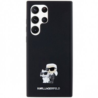 Samsung S23 ULTRA black Liquid Silicone Karl&Choupette Metal Pin KARL LAGERFELD nugarėlė 2