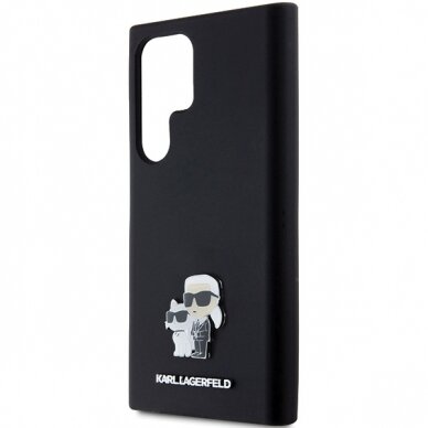 Samsung S23 ULTRA black Liquid Silicone Karl&Choupette Metal Pin KARL LAGERFELD nugarėlė 5