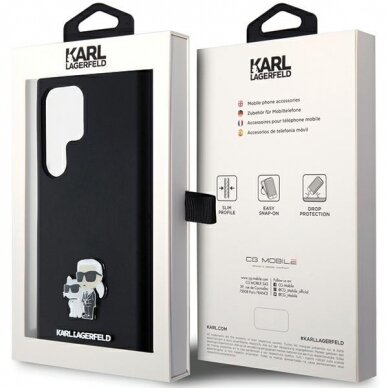 Samsung S23 ULTRA black Liquid Silicone Karl&Choupette Metal Pin KARL LAGERFELD nugarėlė 7