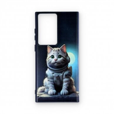 Samsung S23 ULTRA blue nugarėlė Astronaut Cat Design00317