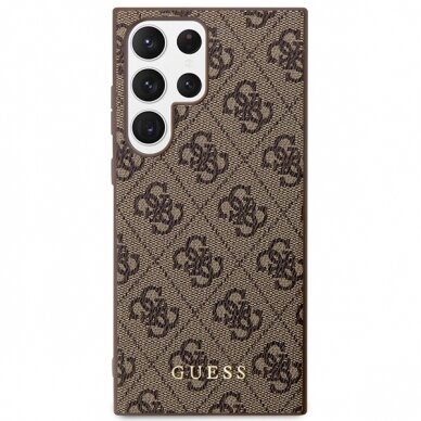 Samsung S23 ULTRA brown PU Leather 4G Metal Logo GUESS nugarėlė 2