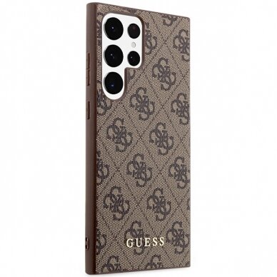 Samsung S23 ULTRA brown PU Leather 4G Metal Logo GUESS nugarėlė 3