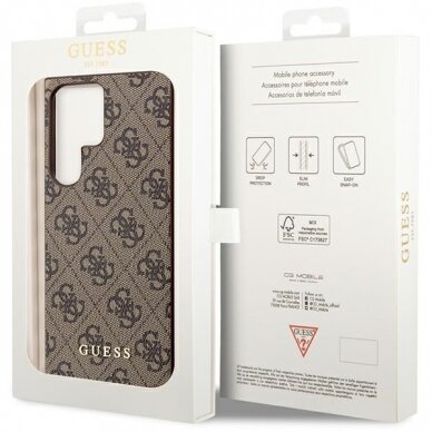 Samsung S23 ULTRA brown PU Leather 4G Metal Logo GUESS nugarėlė 7