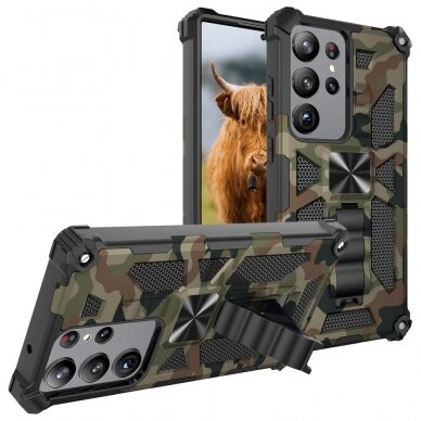 Samsung S23 ULTRA green camouflage ARMOR METAL nugarėlė