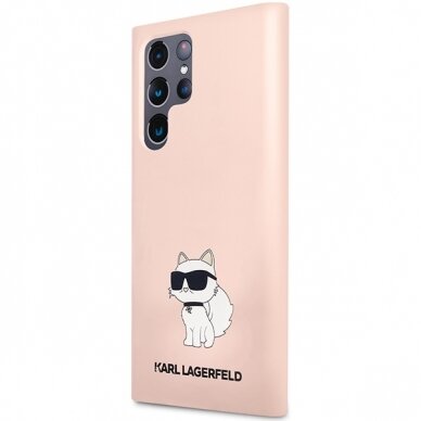 Samsung S23 ULTRA pink Liquid Silicone Choupette KARL LAGERFELD nugarėlė 1