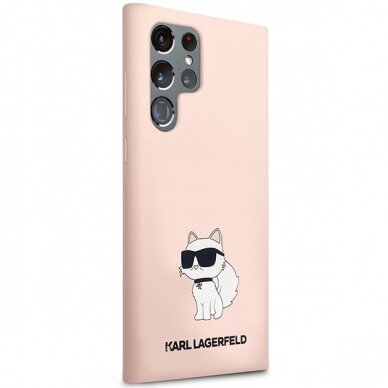 Samsung S23 ULTRA pink Liquid Silicone Choupette KARL LAGERFELD nugarėlė 3