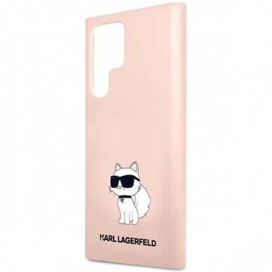 Samsung S23 ULTRA pink Liquid Silicone Choupette KARL LAGERFELD nugarėlė 5