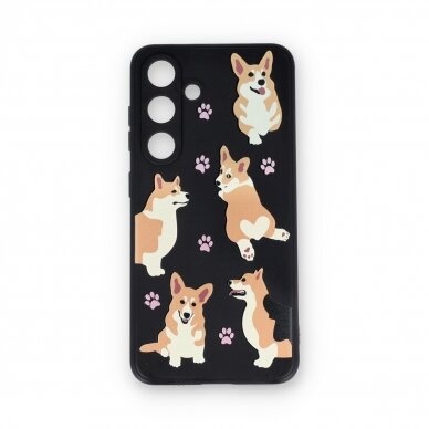 Samsung S24 black nugarėlė Corgi Design00303