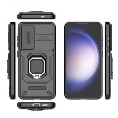 Samsung S24 black RING ARMOR WITH CAMSHIELD nugarėlė 5