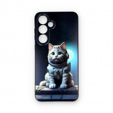 Samsung S24 FE black nugarėlė Astronaut Cat Design00317