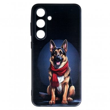 Samsung S24 FE black nugarėlė German Shepherd With A Scarf Design00325