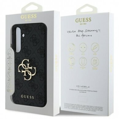 Samsung S24 FE black PU Leather 4G Metal Logo GUESS nugarėlė 7