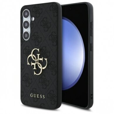 Samsung S24 FE black PU Leather 4G Metal Logo GUESS nugarėlė