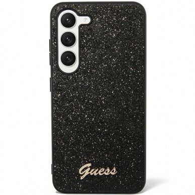 Samsung S24 PLUS black Glitter Script GUESS nugarėlė 1