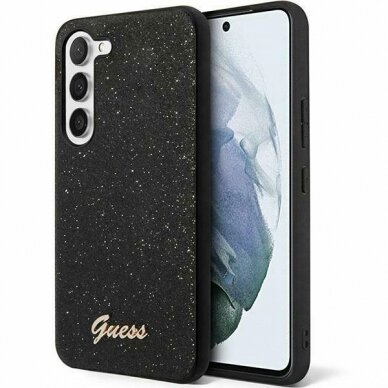 Samsung S24 PLUS black Glitter Script GUESS nugarėlė