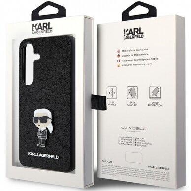 Samsung S24 PLUS black Ikonik Fixed Glitter Metal PIN KARL LAGERFELD nugarėlė 7