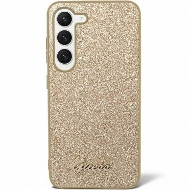 Samsung S24 PLUS gold Glitter Script GUESS nugarėlė 1