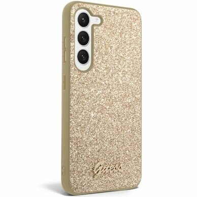 Samsung S24 PLUS gold Glitter Script GUESS nugarėlė 2