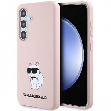 Samsung S24 PLUS pink Silicone Choupette KARL LAGERFELD nugarėlė