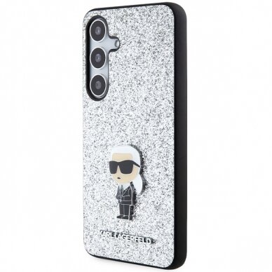 Samsung S24 PLUS silver Fixed Glitter Metal PIN KARL LAGERFELD nugarėlė 1