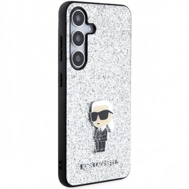 Samsung S24 PLUS silver Fixed Glitter Metal PIN KARL LAGERFELD nugarėlė 3