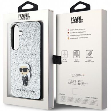 Samsung S24 PLUS silver Fixed Glitter Metal PIN KARL LAGERFELD nugarėlė 7