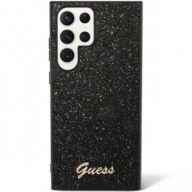 Samsung S24 ULTRA black Glitter Script GUESS nugarėlė 1