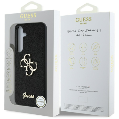 Samsung S25 black Fixed Glitter Big 4G Metal Logo GUESS nugarėlė 8