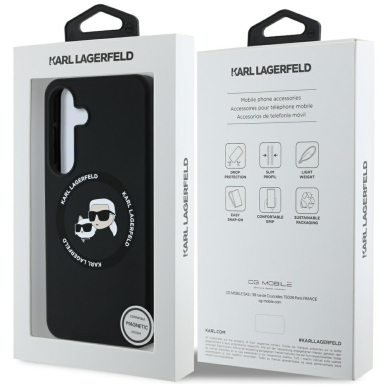 Samsung S25 black MagSafe Silicone Double Heads And Circle KARL LAGERFELD nugarėlė 7