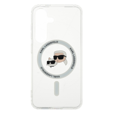 Samsung S25 clear MagSafe Button Karl & Choupette Heads Printed KARL LAGERFELD nugarėlė