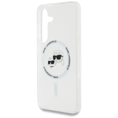 Samsung S25 clear MagSafe Button Karl & Choupette Heads Printed KARL LAGERFELD nugarėlė 6