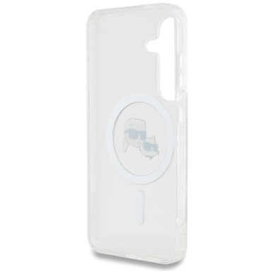 Samsung S25 clear MagSafe Button Karl & Choupette Heads Printed KARL LAGERFELD nugarėlė 7