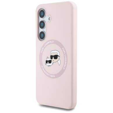 Samsung S25 pink MagSafe Silicone Double Heads And Circle KARL LAGERFELD nugarėlė 1