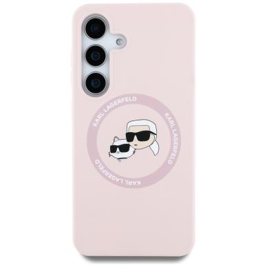 Samsung S25 pink MagSafe Silicone Double Heads And Circle KARL LAGERFELD nugarėlė 2