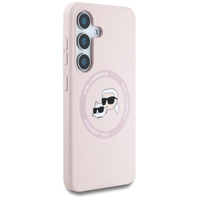 Samsung S25 pink MagSafe Silicone Double Heads And Circle KARL LAGERFELD nugarėlė 3