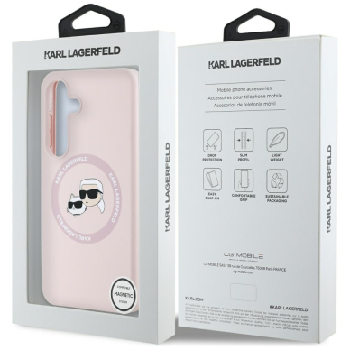 Samsung S25 pink MagSafe Silicone Double Heads And Circle KARL LAGERFELD nugarėlė 7