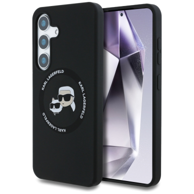 Samsung S25 PLUS black MagSafe Silicone Double Heads And Circle KARL LAGERFELD nugarėlė