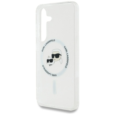 Samsung S25 PLUS clear MagSafe Button Karl & Choupette Heads Printed KARL LAGERFELD nugarėlė 5