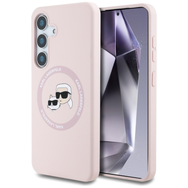 Samsung S25 PLUS pink MagSafe Silicone Double Heads And Circle KARL LAGERFELD nugarėlė