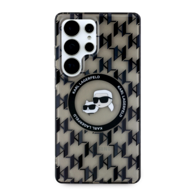 Samsung S25 ULTRA black MagSafe Button Karl&Choupette Heads On KL Pattern KARL LAGERFELD nugarėlė 3