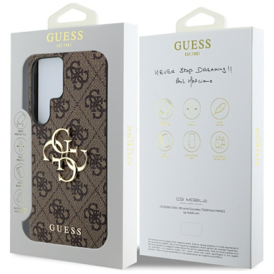 Samsung S25 ULTRA brown Big 4G Logo Classic GUESS nugarėlė 7