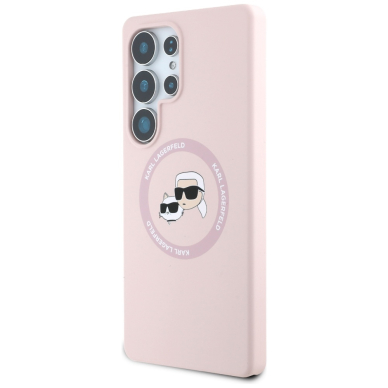 Samsung S25 ULTRA pink MagSafe Silicone Double Heads And Circle KARL LAGERFELD nugarėlė 1