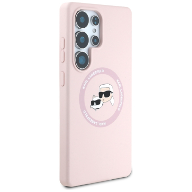 Samsung S25 ULTRA pink MagSafe Silicone Double Heads And Circle KARL LAGERFELD nugarėlė 3