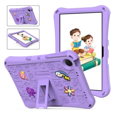 Samsung Tab A9+ 11" ARMOR KIDS purple su kojele ir virvute nugarėlė 2